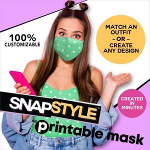 Brand New! SnapStyle Mask- DIY Printable Face Mask - Design. Print. Wear It! 4pk